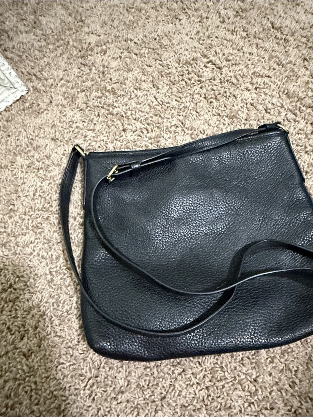 Coach Black Pebbled Leather Messenger Crossbody with Gold Logo
